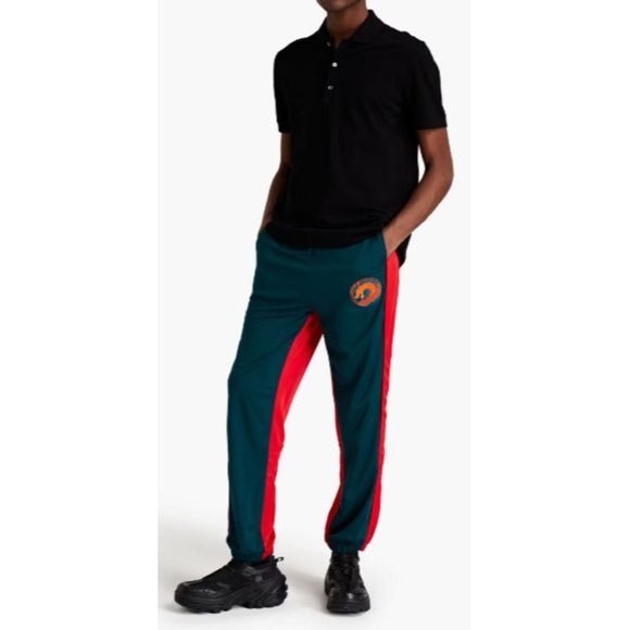 MCQ ALEXANDER MCQUEEN Appliquéd Green/Red Two-Tone Track Pants, Sze XXL NWT!